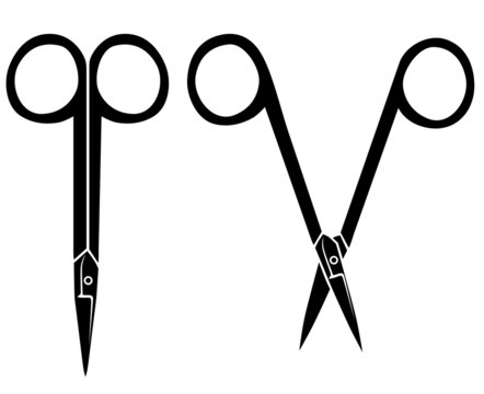 Silhouette image of opening and closing nail scissors