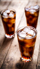 soft drink on a wooden background