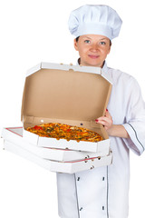 chef with a pizza