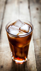 soft drink on a wooden background