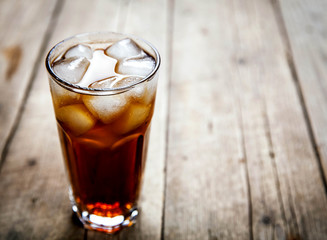 soft drink on a wooden background