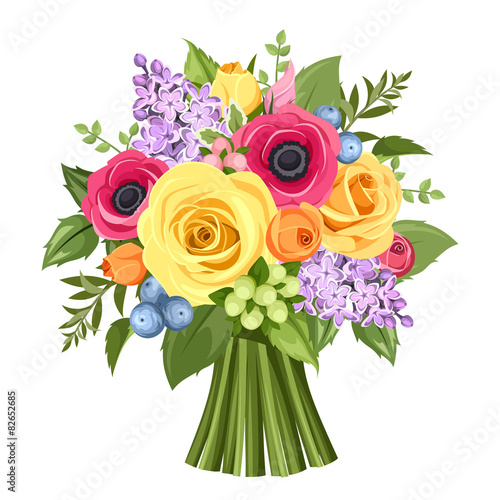 Bouquet Of Colorful Flowers Vector Illustration Stock Image And