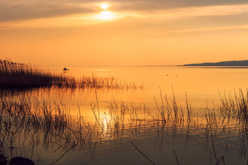 Fototapeta na wymiar Beautiful sunset in lake Balaton