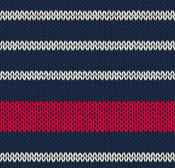 Fototapeta na wymiar Style Seamless Marine Blue White Red Color Knitted Pattern