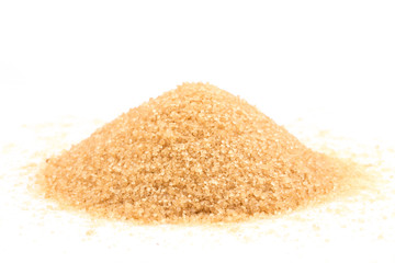 Crystals cane sugar isolated on white
