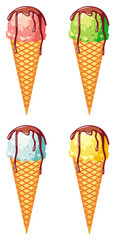 Ice cream cones isolated on a white background