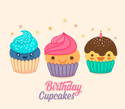 Cute Cartoon Cupcakes 