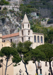 Fototapeta na wymiar Bell tower cathedral Amalfi village