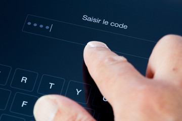 Security conceprt: Login form on digital sreen with