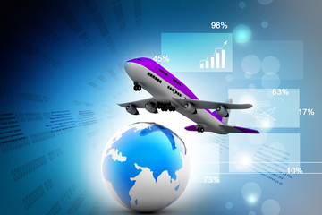 Fototapeta premium 3d Air line over globe