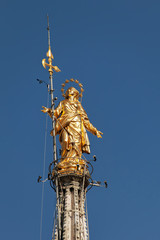 Statue of the Madonna on top of the Milan Cathedral