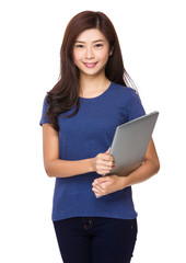Asian woman hold with folder