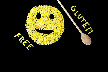 gluten free pasta on a black background