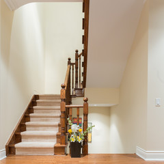 Wooden staircase interior 