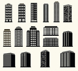 Icons of urban black and white modern  buildings