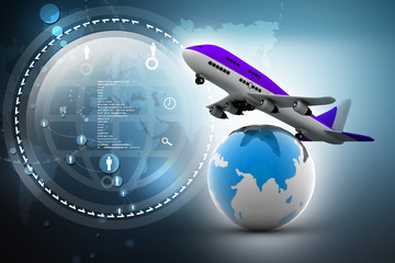 Fototapeta premium 3d Air line over globe 