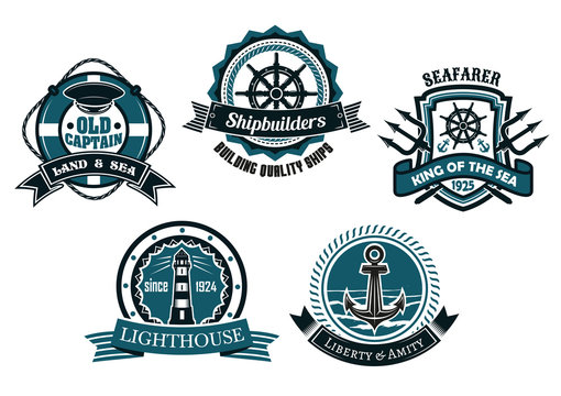 Nautical themed emblems and badges