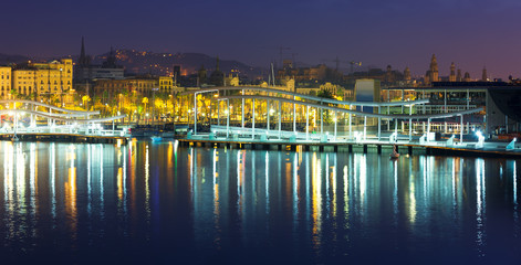 Fototapeta na wymiar Port Vell during night. Barcelona, Spain