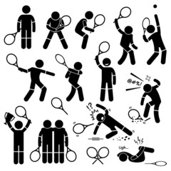 Tennis Player Actions Poses Postures Cliparts