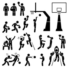 Naklejka premium Basketball Payer Action Poses Cliparts