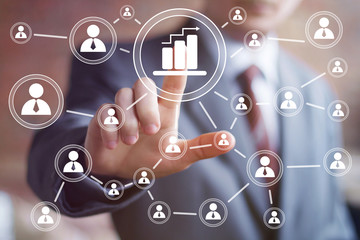 Man with icon chart business web diagrams icon