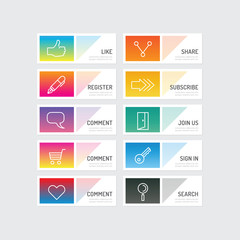 Fototapeta na wymiar Modern banner button with social icon design options. Vector ill