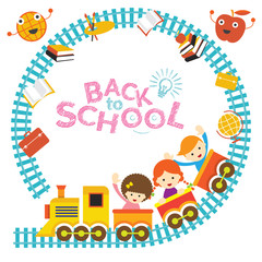 School, Train, Kids Frame