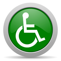 wheelchair green glossy web icon