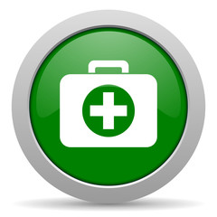 first aid green glossy web icon