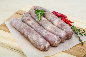 Handmade sausages for grill