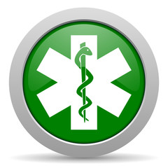 emergency green glossy web icon