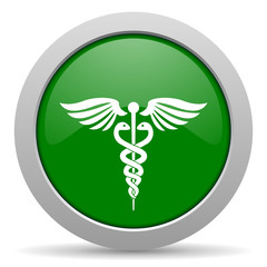 emergency green glossy web icon