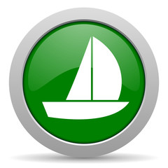 yacht green glossy web icon