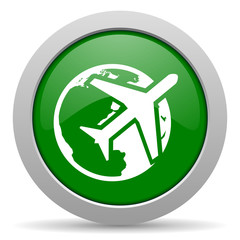 travel green glossy web icon