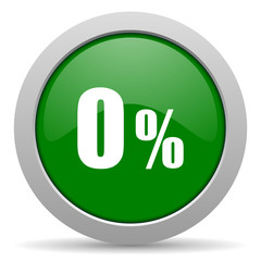 0 percent green glossy web icon