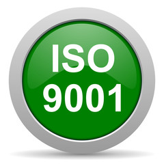 iso 9001 green glossy web icon