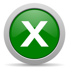 Obraz premium cancel green glossy web icon