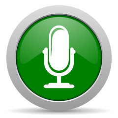 microphone green glossy web icon