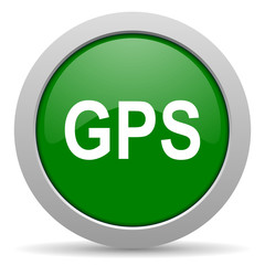 gps green glossy web icon