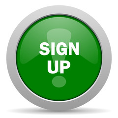 sign up green glossy web icon