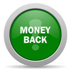money back green glossy web icon