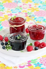 Homemade delicious jams ( blueberry,strawberry,raspberry ).