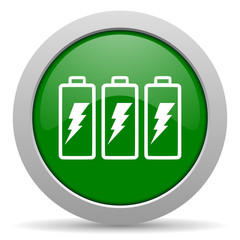 battery green glossy web icon