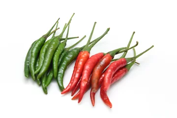 Fotobehang red and green chili pepper © Thanrada H.