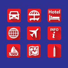 Flat icons for travel.
