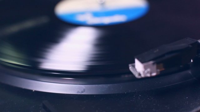 Record playing on a turntable 