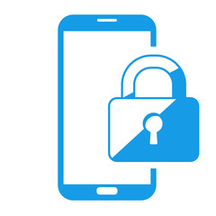 Icono smartphone candado azul