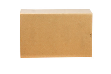 Closed shipping cardboard box isolated