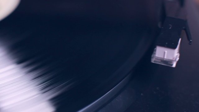 Record playing on a turntable 