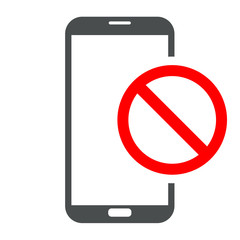 Icono smartphone prohibido gris